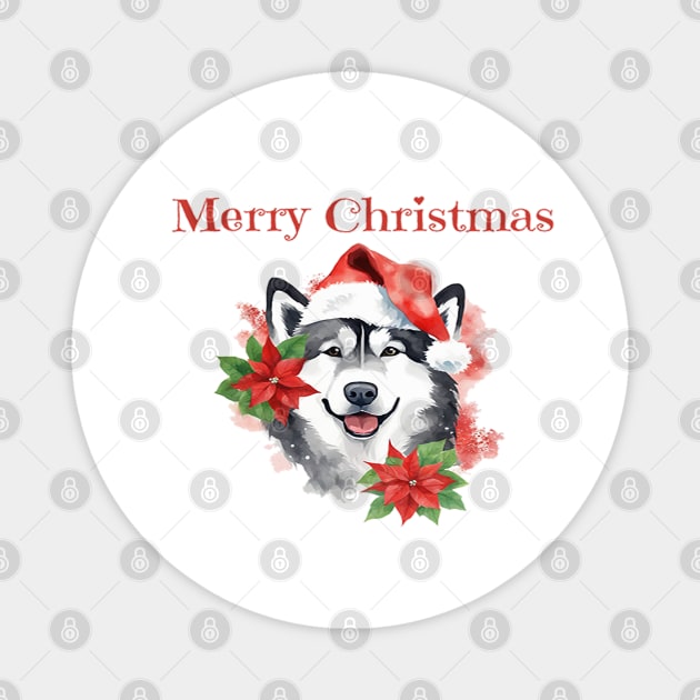 Alaskan Malamute Christmas, Holiday, X-mas, Dogs, Animal Lovers, Pets Magnet by BirdsnStuff